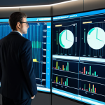 A professional male central banker in a modest business suit, standing confidently in a modern, high-tech financial control room. He is looking at a large holographic display showing secure financial data, intricate flowcharts of digital transactions, and real-time economic indicators. The background features glowing digital interfaces and subtle server racks, emphasizing technological advancement and secure infrastructure. The atmosphere is serious and forward-looking. fully clothed, appropriate attire, safe for work, perfect anatomy, correct proportions, natural pose, well-formed hands, proper finger count, natural body proportions, professional dress, high-resolution digital art, cinematic lighting, conceptual art, clean lines, appropriate content, modest.