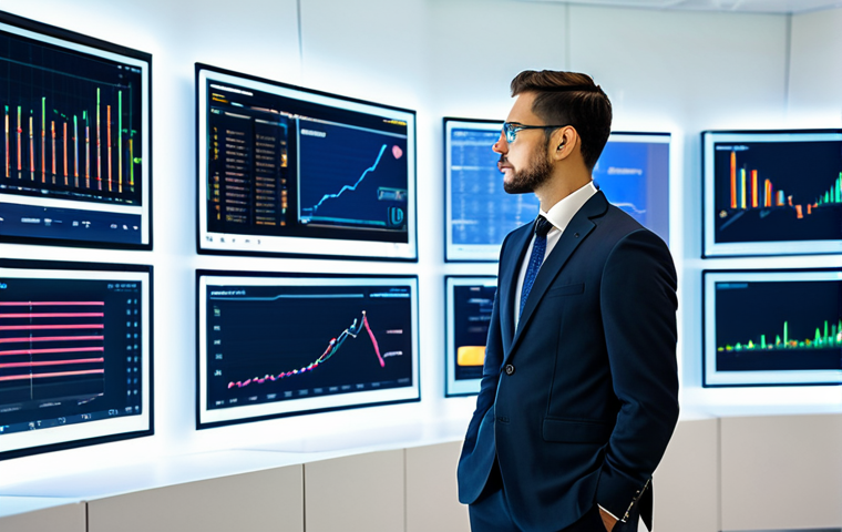 A professional financial analyst, fully clothed in a modest business suit, stands thoughtfully in a state-of-the-art data visualization center. Behind them, holographic displays showcase abstract representations of evolving value: traditional economic graphs subtly morphing into secure, interconnected blockchain structures and stylized digital currency symbols. The environment is sleek, modern, and bathed in soft, professional studio lighting, emphasizing innovation and security. perfect anatomy, correct proportions, natural pose, well-formed hands, proper finger count, natural body proportions, safe for work, appropriate content, professional, family-friendly.