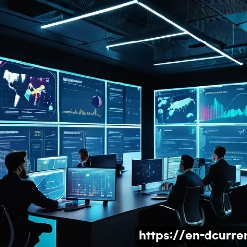 디지털화폐의 규제 변화 예측 - A modern, sleek office environment showing a diverse group of professional regulators and crypto ind...