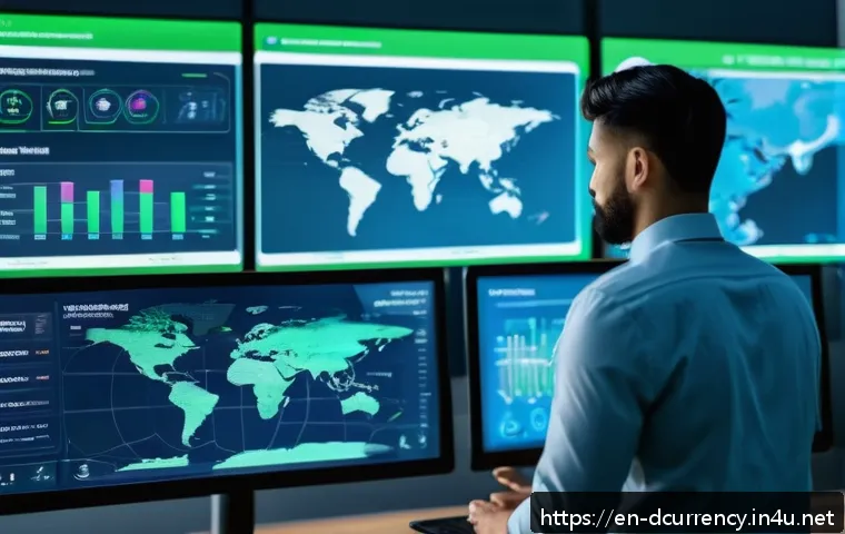 디지털화폐와 그린 파이낸스 - A futuristic blockchain dashboard interface displaying real-time carbon credit token transactions an...