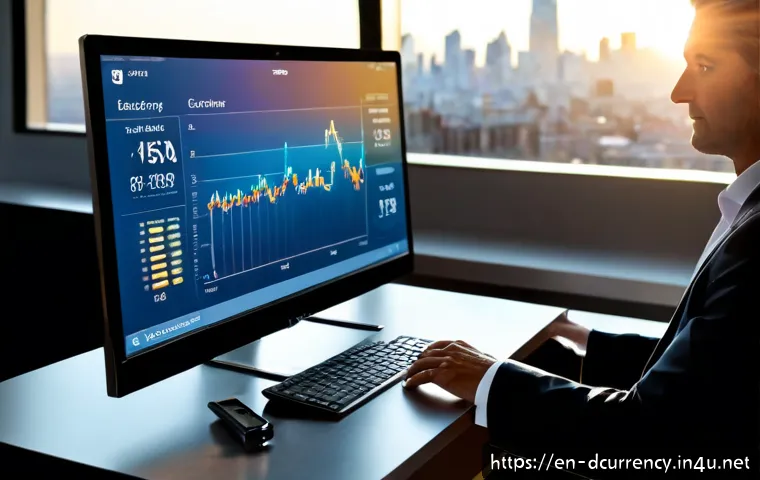 디지털화폐 시장의 비전 - Photorealistic modern financial workspace illustrating the future of digital currency markets, a div...